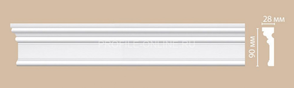 Молдинг гладкий DECOMASTER DP-9012 (90x28x2400) из полиуретана, белый под покраску