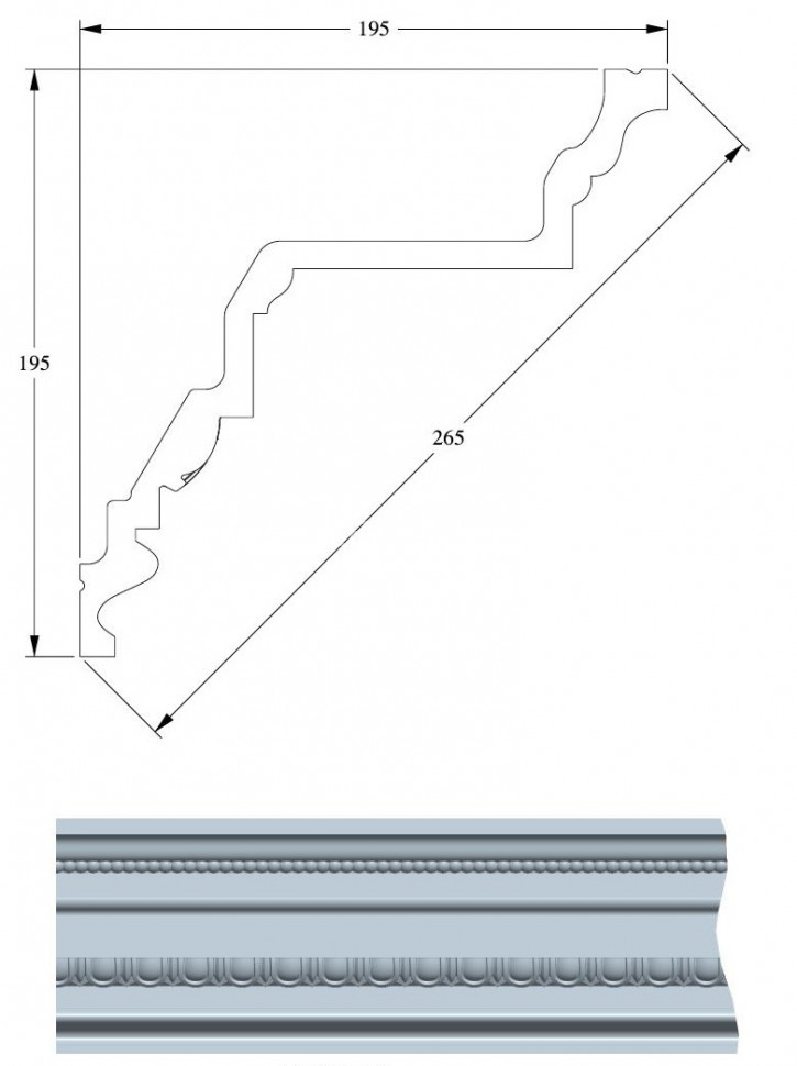 Потолочный плинтус Orac Decor Purotouch C307 белого цвета из полиуретана 195х195 мм 200 см