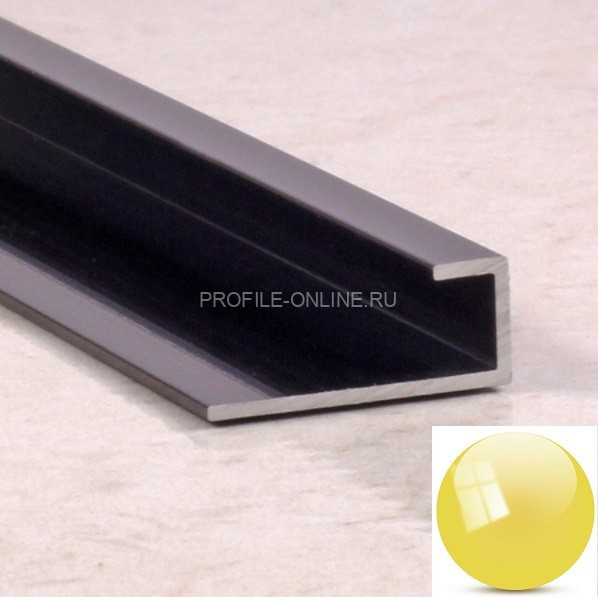 П-профиль алюминиевый под стекло 3,6 мм ПО-166 золото глянец 2,7 м