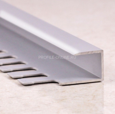 Алюминиевый П-профиль окантовочный 10 мм ПО-П10 серебро глянец 2,7 м
