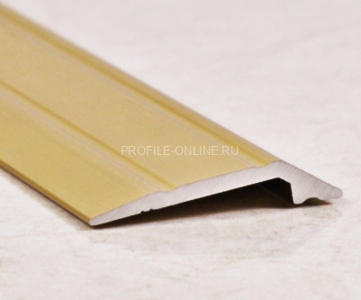 Алюминиевый порог разноуровневый с насечками 28 мм ПО-28х6 золото матовое 2,7 м