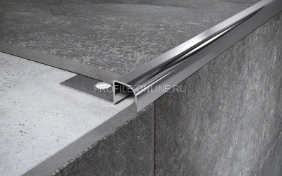 Нержавеющий П-профиль окантовочный закладной стальной 10х10 мм FUR 10 P полированная сталь 270 см