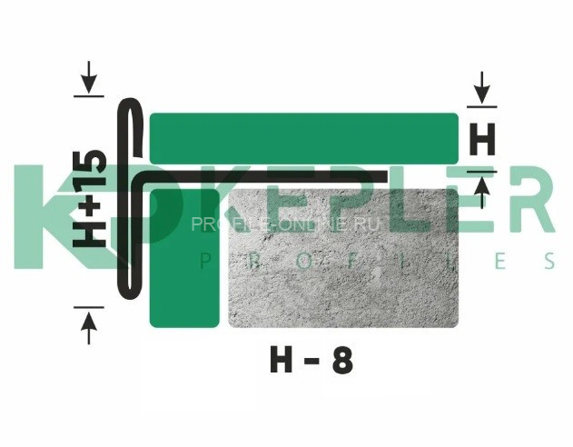 Т-профиль из нержавеющей стали закладной торцевой 8 мм FFT 8 P полированная сталь 270 см