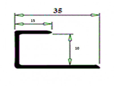 Латунный П-образный профиль окантовочный LT100 ON 15х10 полированный 2,7м