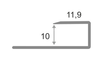 Алюминиевый П-профиль окантовочный 10 мм ПО-П10 серебро матовое 2,7 м