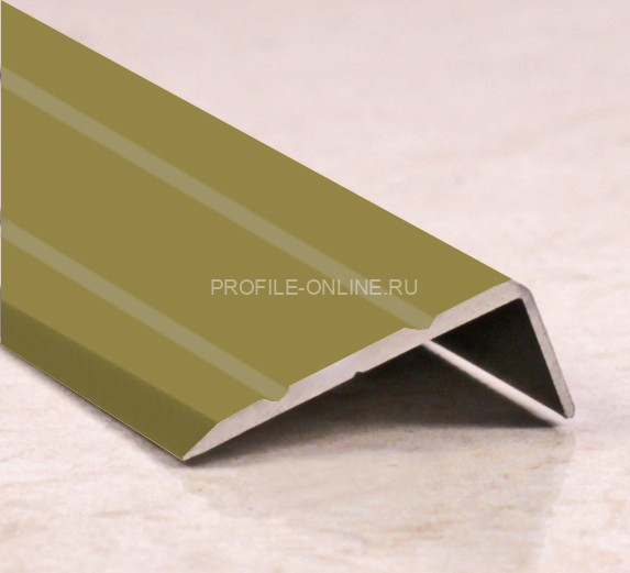Алюминиевый порог угловой с насечками 24х10 мм ПО-24х10 бронза матовая 2,7 м