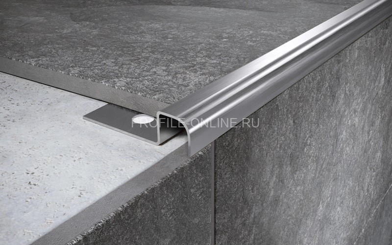 Нержавеющий П-профиль окантовочный закладной стальной 10х10 мм FUR 10 S сатинированная сталь 270 см