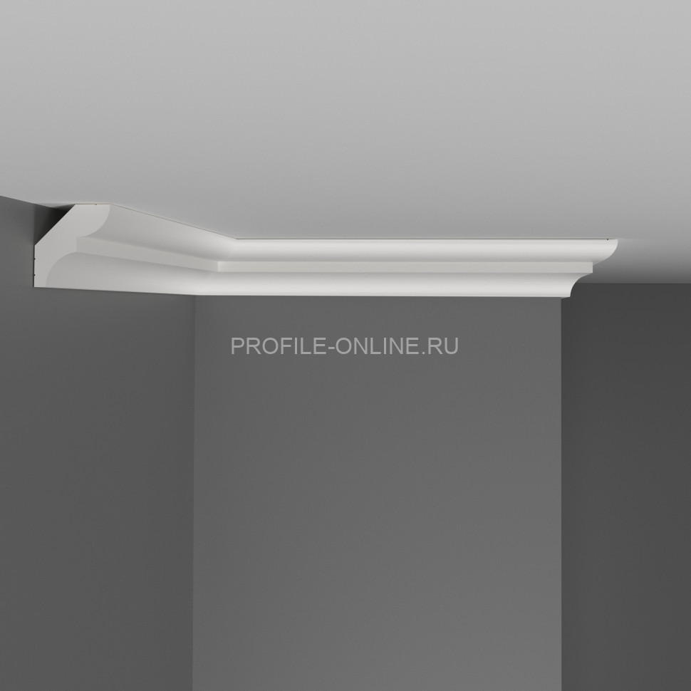 Декоративный плинтус потолочный гладкий Decomaster D008 Дюропрофиль 28х26х2000 мм белый под покраску