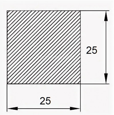 Алюминиевый пруток квадратный 25х25 мм 3 м