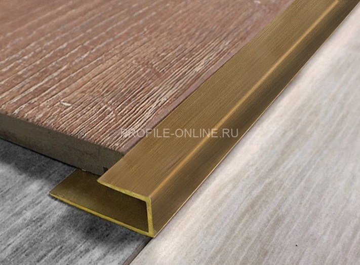 Латунный П-образный профиль окантовочный LT100 OА 15х10 антик 2,7м