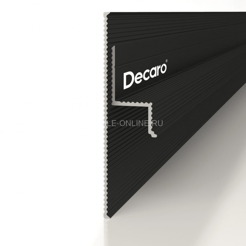 Теневой плинтус алюминиевый Decaro D002.2 Regulated (D002.2A Black+F1A Black) черный с регулиремым зазором 0-35 мм 2 м