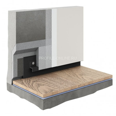 Теневой плинтус скрытого монтажа алюминиевый Decaro D002.2 Regulated (D002.2A Black+F1A Black) черный с регулиремым зазором 0-35 мм 2 м