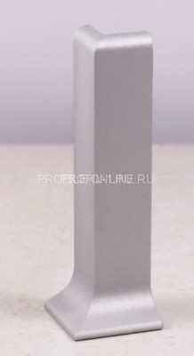 Металлический уголок наружный для плинтуса напольного ПЛ-120 серебро матовое