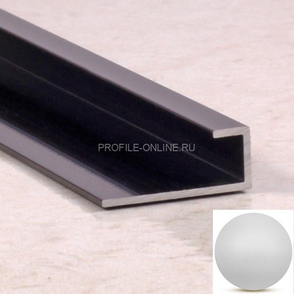 П-профиль алюминиевый под стекло 3,6 мм ПО-166 серебро матовое 2,7 м