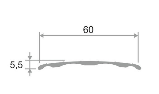 Одноуровневый порог алюминиевый 60 мм ПО-60 серебро матовое 2,7 м