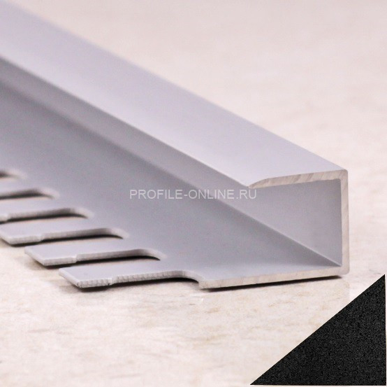 Алюминиевый П-профиль окантовочный 10 мм ПО-П10 черный муар 2,7 м