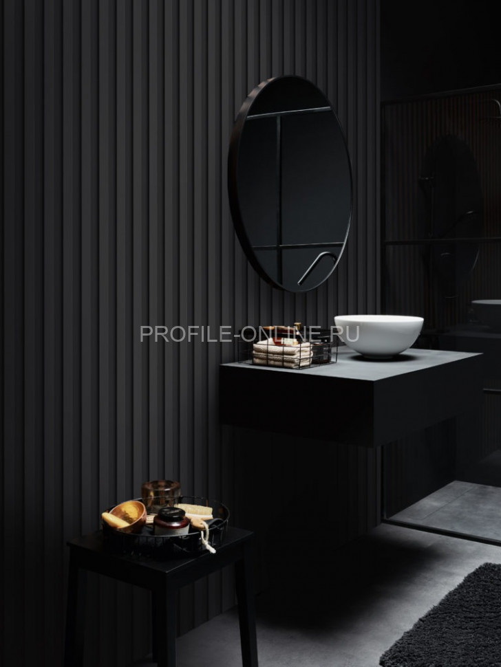 Левая планка-рейка для стеновой реечной панели VOX LINERIO M-LINE черная 2650х42х12 мм