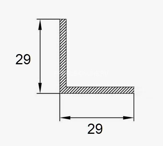 Алюминиевый уголок 29х29 мм ПБ29х29х1 шампань матовая 3 м