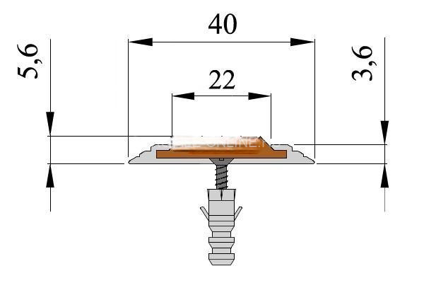 Алюминиевый противоскользящий одноуровневый порог 40 мм с резиновой вставкой АП-40-Коньяк черный 2,7 м