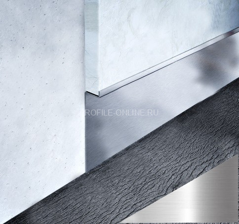 Нержавеющий плинтус скрытого монтажа стальной под гипсокартон 150 мм FiZ 150 P полированная сталь 250 см