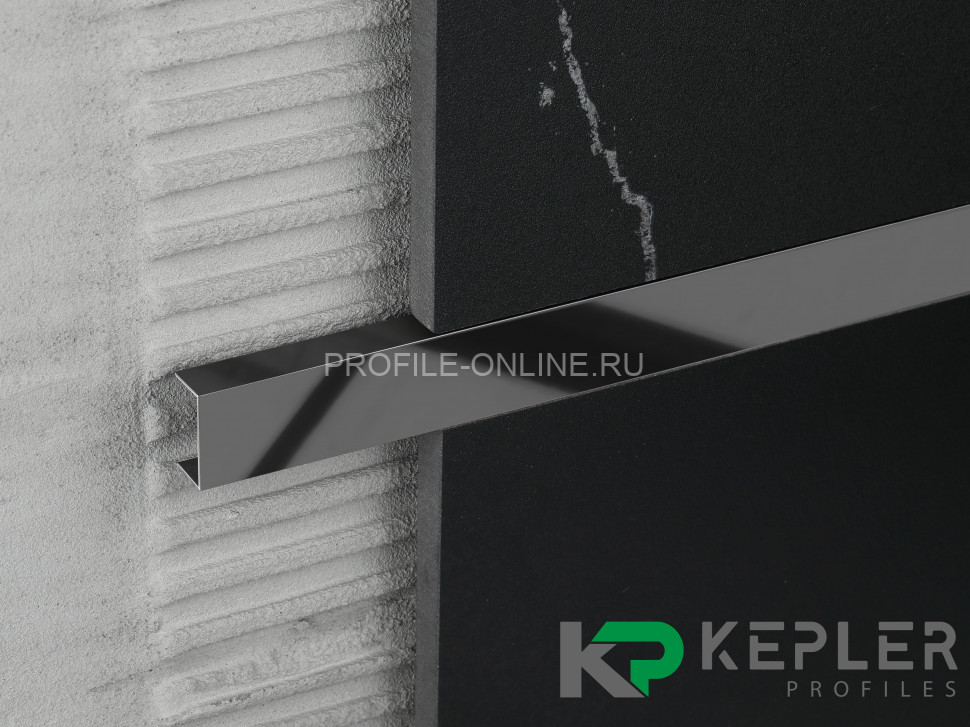 П-образный профиль 10х15 мм из нержавеющей стали SS 304 FSUP15-BP S.S.304 черный полированный 2.7 м