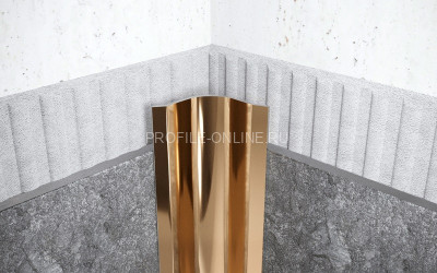 Нержавеющий уголок стальной внутренний округлый с загнутыми краями 30х30 мм FVR 30 GP золото полированное 300 см