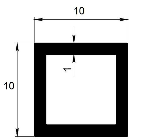 Алюминиевый бокс 10х10х1 мм серебро 3 м