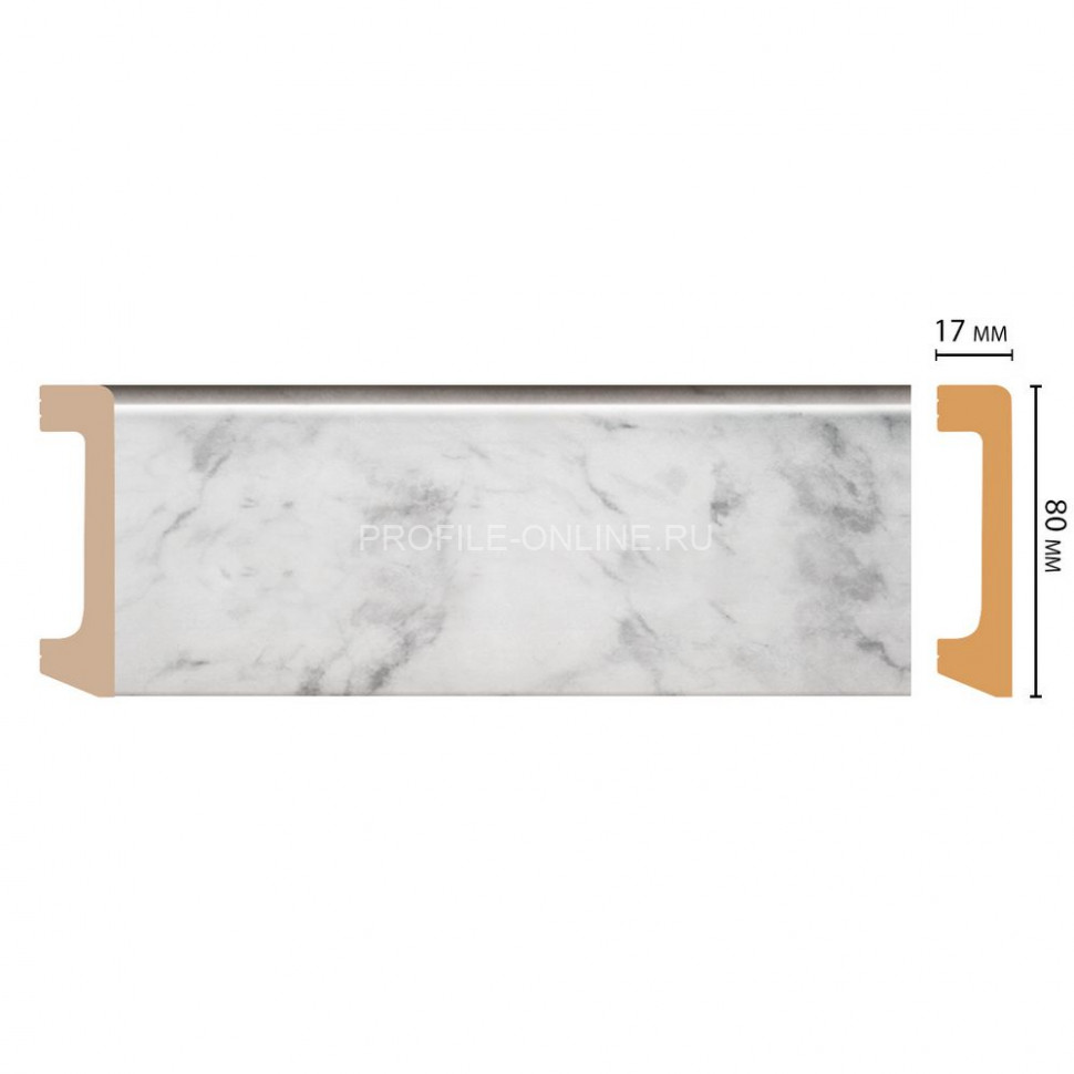Плинтус напольный ударопрочный DECOMASTER D235-79/20 ДМ (80x17x2400) Мрамор белый