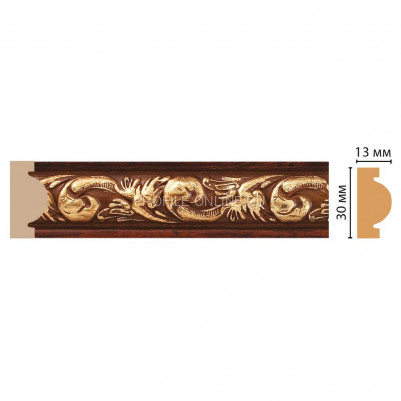 Молдинг Красное дерево с золотом DECOMASTER 157-1084 ДМ (30x13x2400)