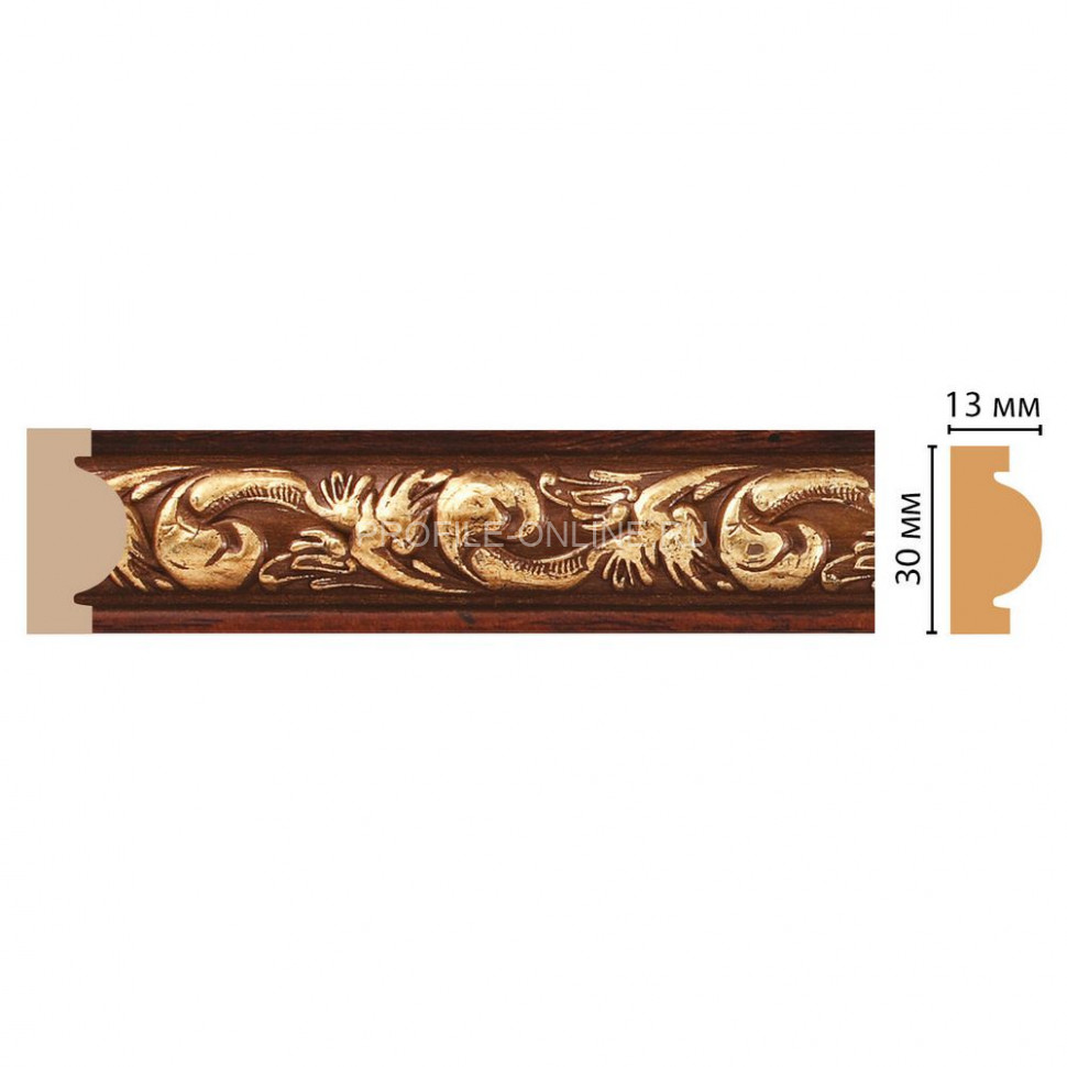 Молдинг Красное дерево с золотом DECOMASTER 157-1084 ДМ (30x13x2400)