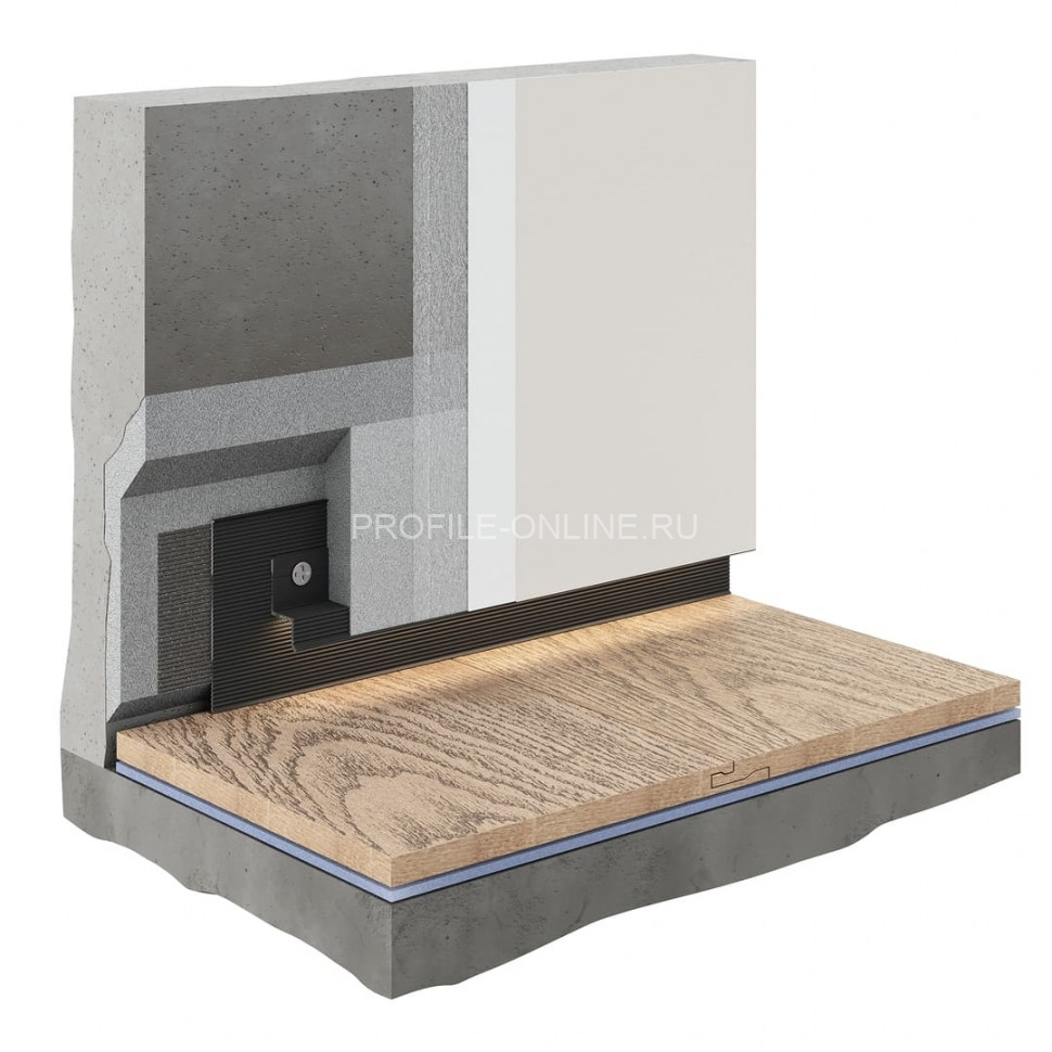 Теневой плинтус скрытого монтажа алюминиевый Decaro D002.2A Black черный с возможностью LED подсветки 2 м