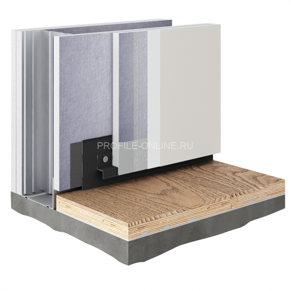 Теневой плинтус скрытого монтажа алюминиевый Decaro D002.2A Black черный с возможностью LED подсветки 2 м