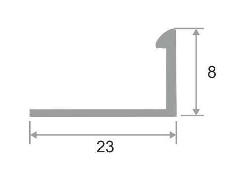 Латунный L-профиль 8 мм ЛПО-Г8 хром полированный 2,7 м