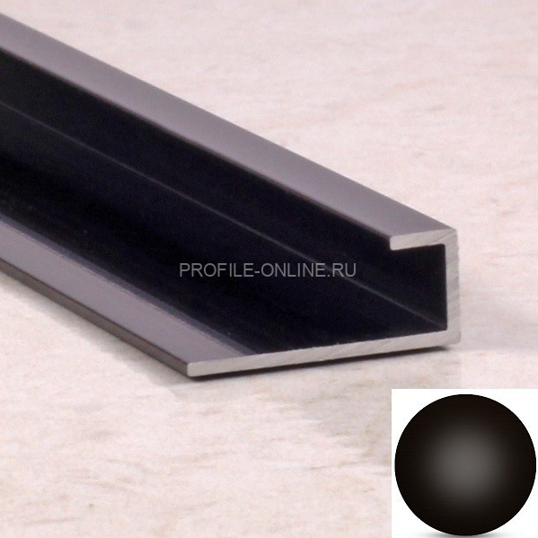 П-профиль алюминиевый под стекло 3,6 мм ПО-166 черный матовый 2,7 м