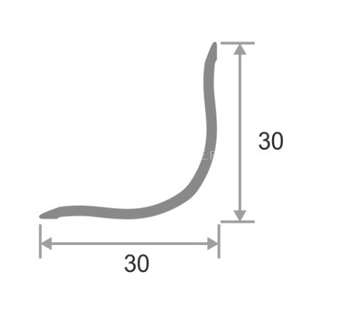Уголок алюминиевый внутренний округлый 30х30 мм ПВ-30х30 серебро матовое 2,7 м