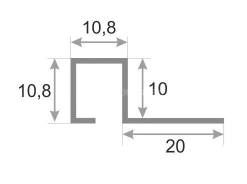 П-профиль из нержавеющей стали закладной SBP110-10H серебро глянец браш 2,7 м