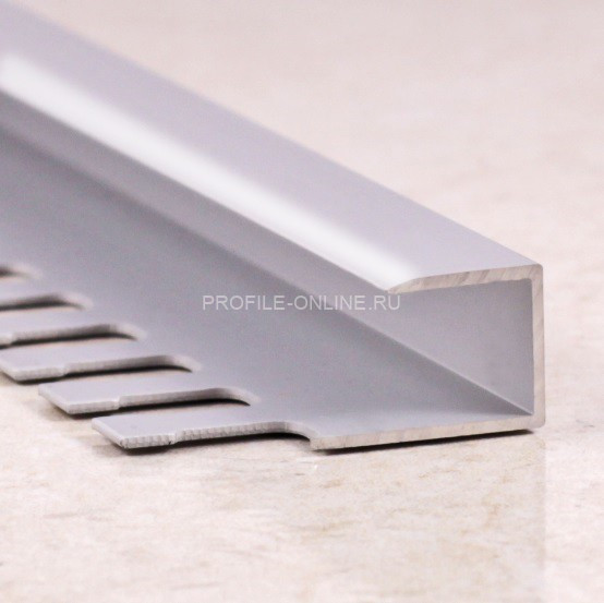 Алюминиевый П-профиль окантовочный 12 мм ПО-П12 серебро глянец 2,7 м