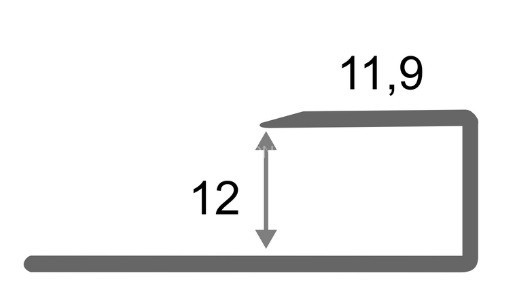 Алюминиевый П-профиль окантовочный 12 мм ПО-П12 серебро глянец 2,7 м