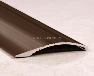 Алюминиевый порог разноуровневый с рифлением 39 мм ПО-39х6 бронза глянец 2,7 м