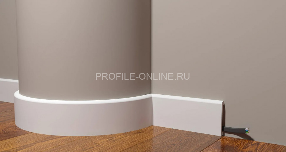 Напольный гибкий плинтус 80х13 мм Decor-Dizayn DD706-E полистирол белый, под покраску 2 м