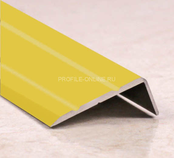 Алюминиевый порог угловой с насечками 24х10 мм ПО-24х10 золото матовое 2,7 м