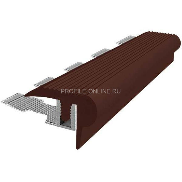 Закладной угловой профиль противоскользящий с резиновой вставкой Fm-14мм темно-коричневый 2,7 м