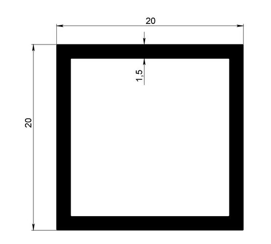 Алюминиевый бокс 20х20х1,5 мм серебро 3 м
