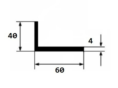 Уголок алюминиевый 40х60х4 мм разнополочный 3 м