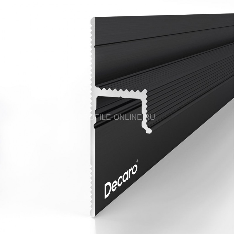 Теневой плинтус алюминиевый Decaro D003.2A Black черный с возможностью LED подсветки 2 м