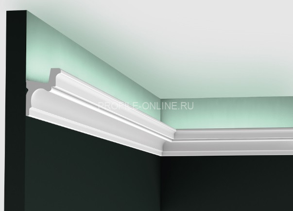 Потолочный плинтус Orac Decor Purotouch C323 белого цвета из полиуретана 55х42 мм 200 см