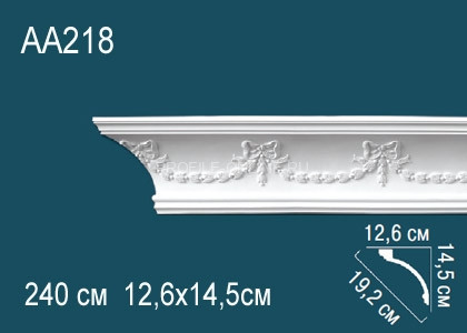 Потолочный плинтус с орнаментом Перфект AA218 белый из полиуретана 154х192х126 мм 240 см