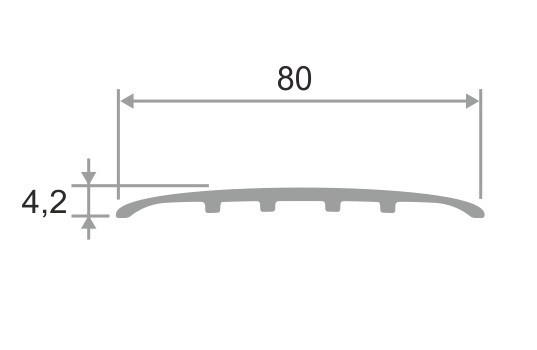 Одноуровневый порог алюминиевый 80 мм ПО-80 серебро матовое 2,7 м