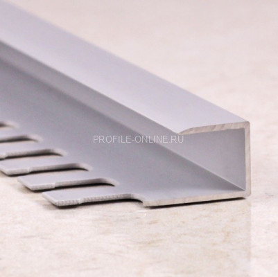 Алюминиевый П-профиль окантовочный 12 мм ПО-П12 серебро матовое 2,7 м
