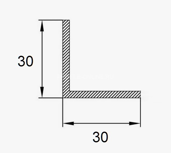 Алюминиевый уголок 30х30 мм ПБ30х30 антрацит муар 3 м